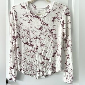 Kyte Living DISCONTINUED PRINT! Mulberry Marble Long Sleeve Pajama Top Size XS
